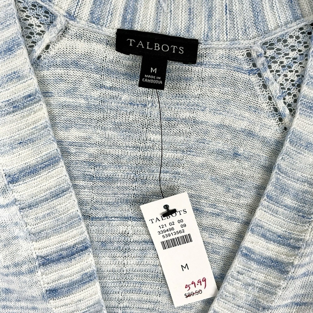 Talbots Cardigan Women Medium Blue Open Long Sleeve Knit Pockets NWT - Picture 6 of 15